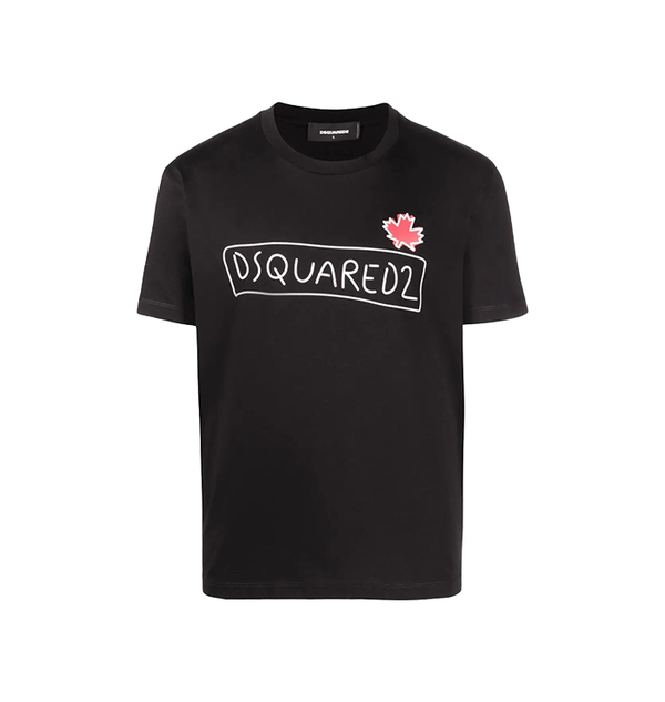DSquared Scribble Maple Leaf T-Shirt - Black